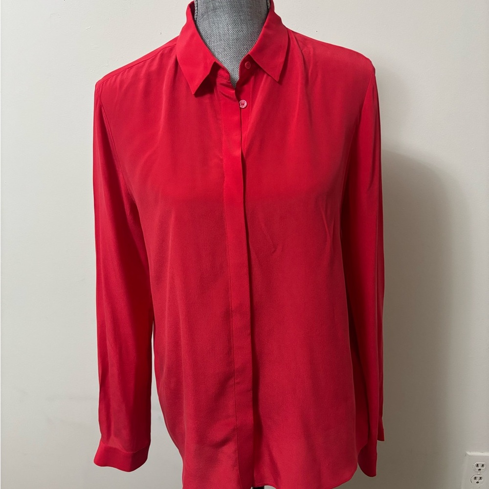 & Other Stories Vibrant Red Silk Blouse - Picture 2 of 6